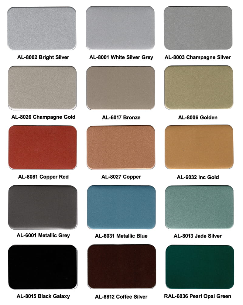 Alucoworld UV Digital Printing Aluminum Composite Panel Color Chart